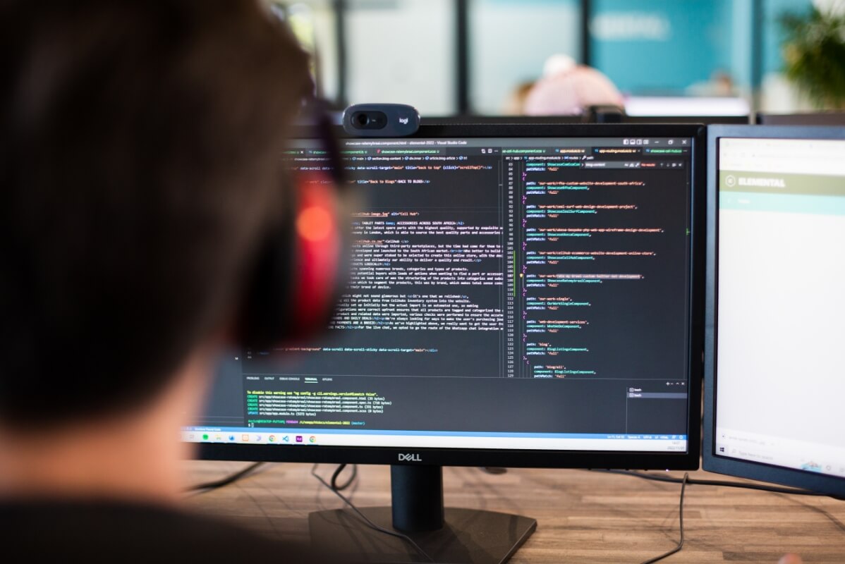 Computer monitor with code on the screen